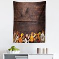 thumbnail image 1 of Harvest Tapestry, Harvest Food on Dark Colored Wooden Table Autumn Vegetables Corn Pumpkin, Fabric Wall Hanging Decor for Bedroom Living Room Dorm, 5 Sizes, Brown Orange White, by Ambesonne, 1 of 1