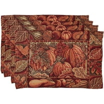 Harvest Tapestry Pumpkins & Autumn Leaves Design Placemats, 13" X 19", Set of 4