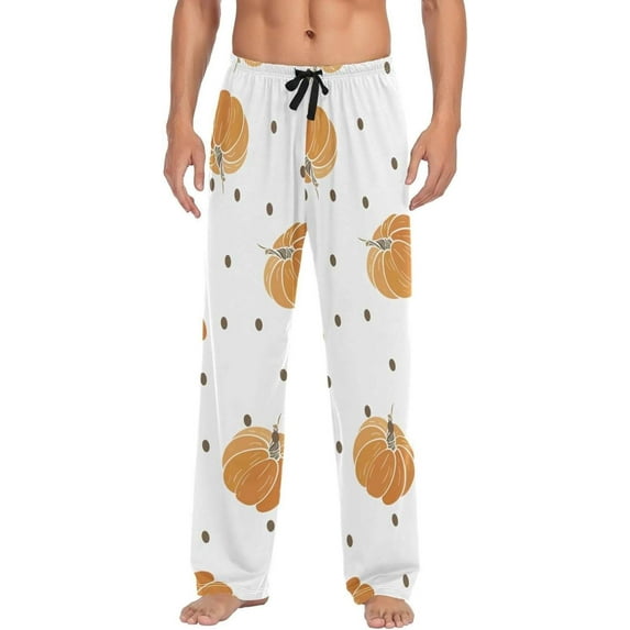 Harvest Thanksgiving Pumpkins Ghost Pajama Pants, Men's Lounge Pants Light with Drawstring and Pockets, Christmas New Year Birthday Father's Day Gifts, Small
