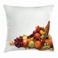 thumbnail image 1 of Harvest Throw Pillow Cushion Cover, Fall Arrangement with Fruits of the Season in a Cornucopia Bountiful Harvest Corn, Decorative Square Accent Pillow Case, 20 X 20 Inches, Multicolor, by Ambesonne, 1 of 2