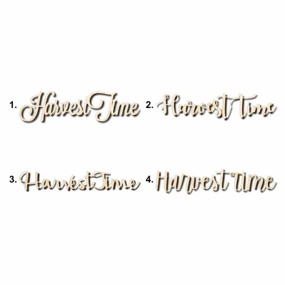Harvest Time Sign Unfinished Wood Cutout Home Decor DIY Option 1- 24" Wide / 1/2"