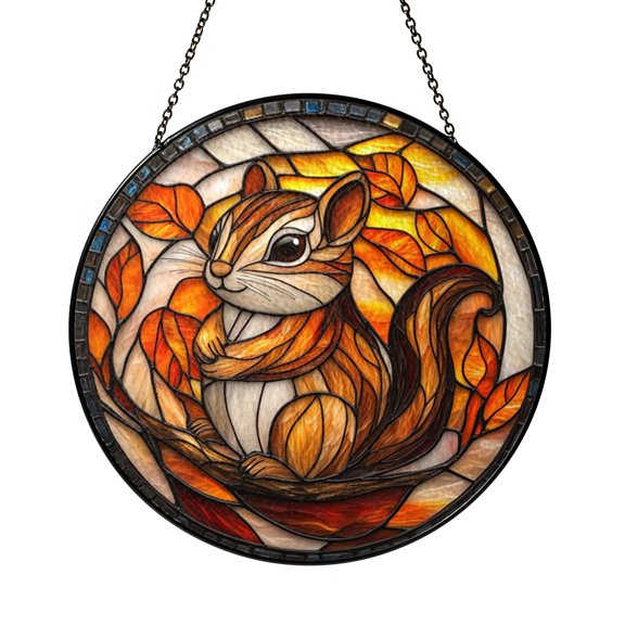 Harvest Tiny Chipmunk Suncatcher Hanging Piece Wall Ornament Sun