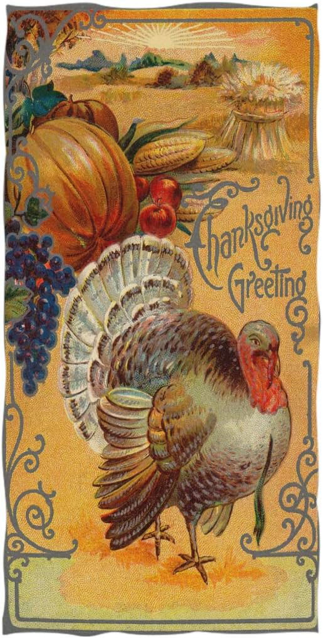 Harvest Turkey Print Vintage Soft Large Hand Towels Multipurpose for