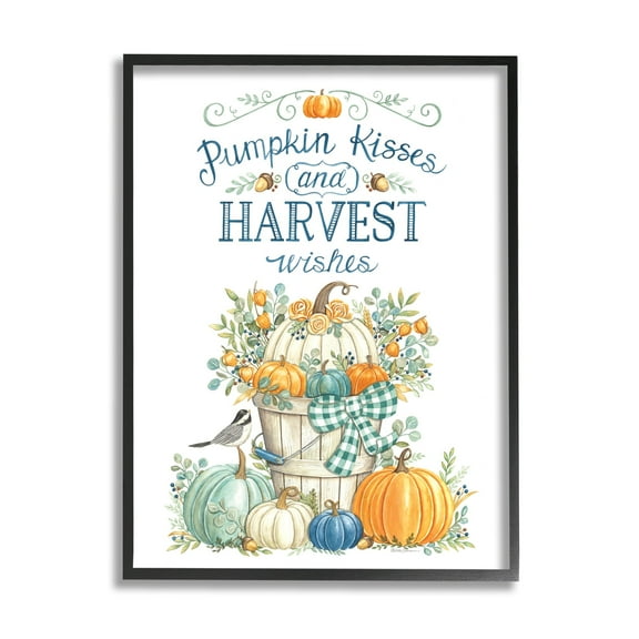 Harvest Wishes Autumnal Fall Pumpkins Botanical Bouquet Botanical & Floral Graphic Art Framed Art Print Wall Art