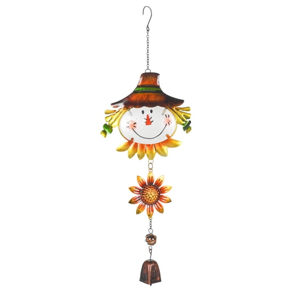 Harvest Yellow Sunflower Scarecrow 20 x 7 Metal Decorative Hanging Buddy Figurine
