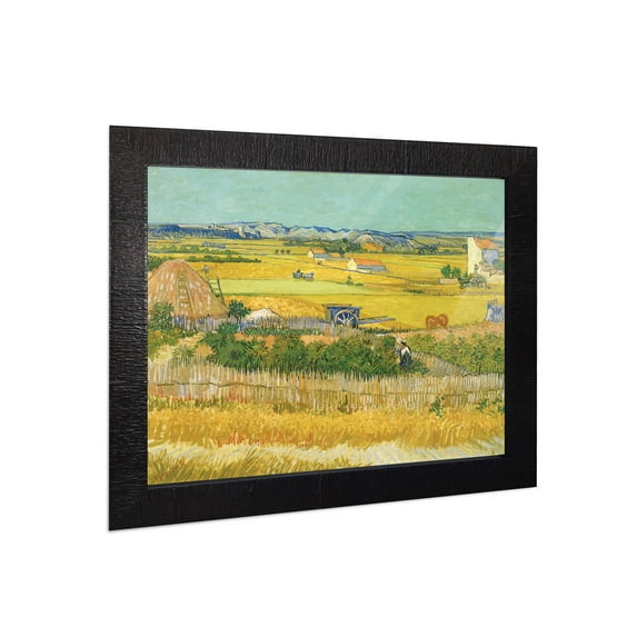 Harvest by Vincent Van Gogh Framed Wall Print, Embodies the Farm Harvest Experience, Splendid Kitchen, Office, or Living Room Decor, 11x14, 2442