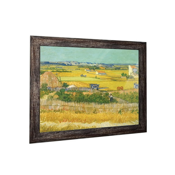 Harvest by Vincent Van Gogh Framed Wall Print, Embodies the Farm Harvest Experience, Splendid Kitchen, Office, or Living Room Decor, 11x14, 2442