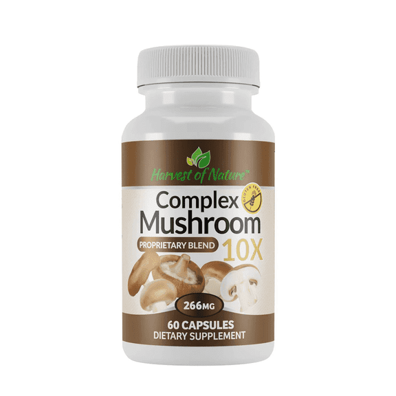 Harvest of Nature 10X Mushroom Complex – Reishi, Lion’s Mane, Cordyceps, 60 Capsules