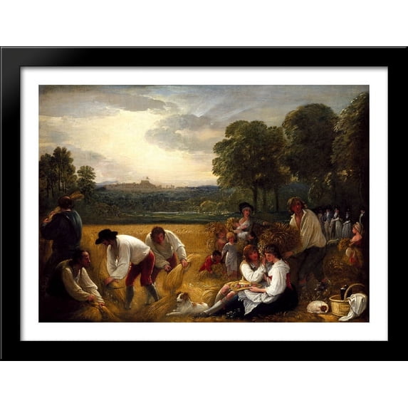 Harvesting at Windsor 38x28 Large Black Wood Framed Print Art by Benjamin West