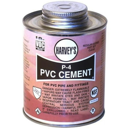 Harvey 018110-24 Fast Set Regular Bodied Solvent Cement, 8 oz, Dauber Can, Clear, Translucent Liquid