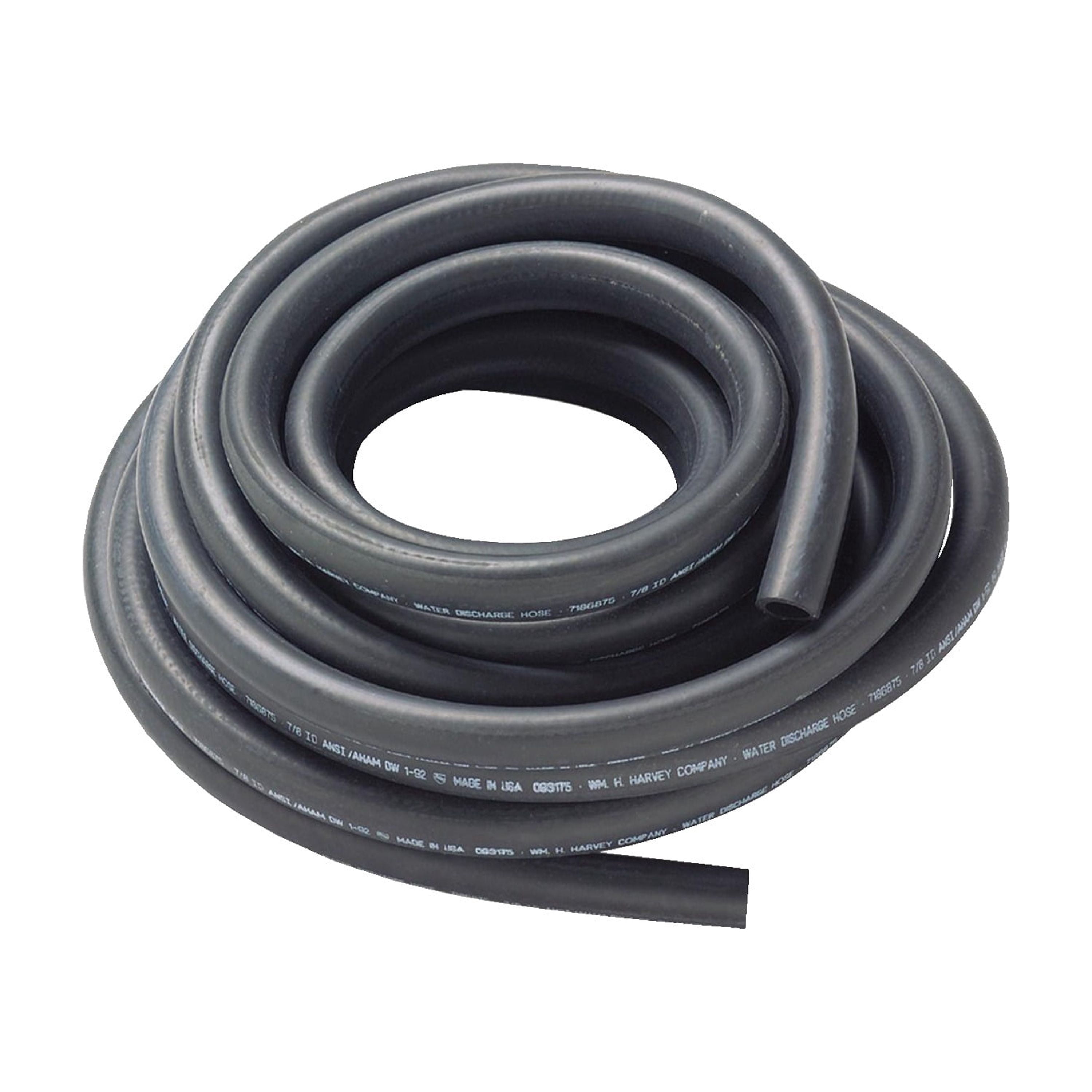 Harvey Dishwasher Hose Reinforced Coil - 7/8 In. x 50 Ft, Black — Garden & Landscape Use, Standard Connection