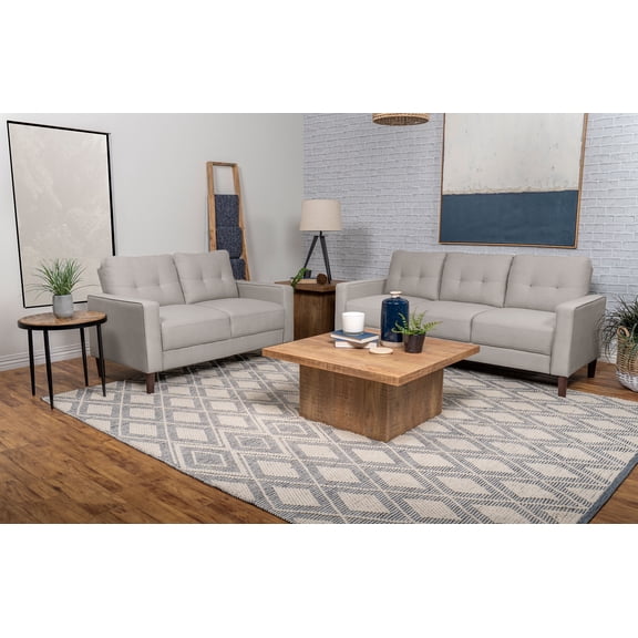 Harvey Beige 2-piece Upholstered Tufted Sofa Set