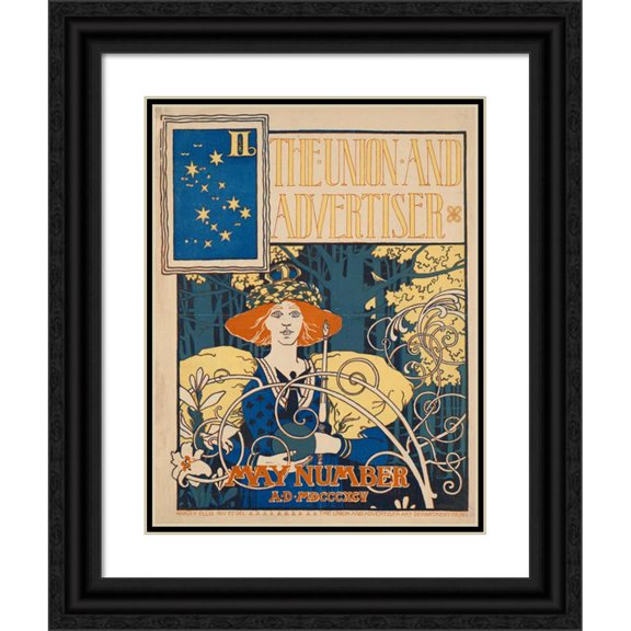 Harvey Ellis 19x24 Black Ornate Framed Double Matted Museum Art Print Titled: The Union and Advertiser, May Number (1895)