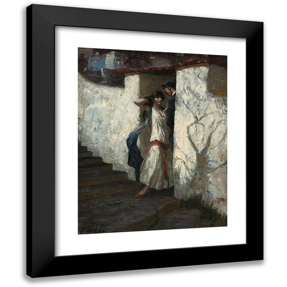 Harvey T. Dunn 20x24 Black Modern Framed Museum Art Print Titled - Promise You Will Come (1922)