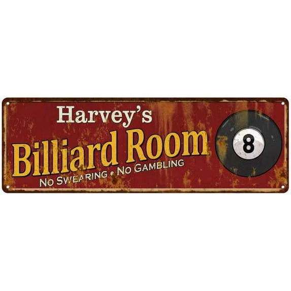 Harvey's Billiard Room Red Sign Game Room Pool 6x18 106180008289