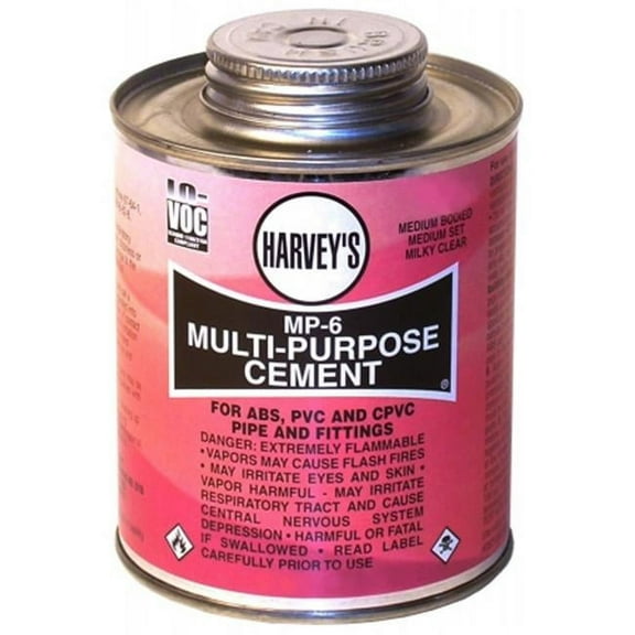 Harvey's MP-6 Clear Solvent Cement For ABS/CPVC/PVC 8 oz