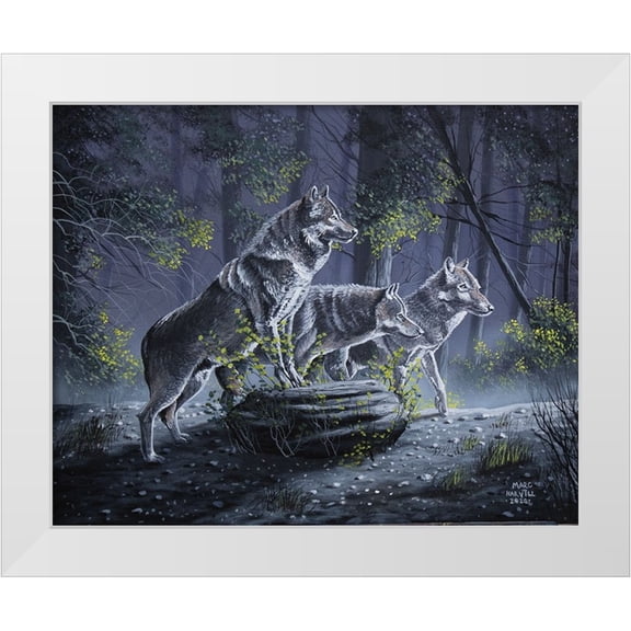Harvill, Marc 14x12 White Modern Wood Framed Museum Art Print Titled - Wolf Pack