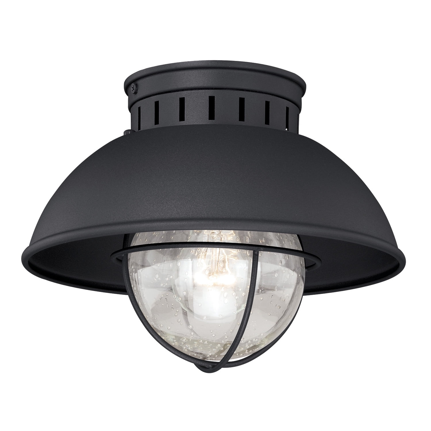 Harwich 10" Black Glass Outdoor Flush Mount Ceiling Light