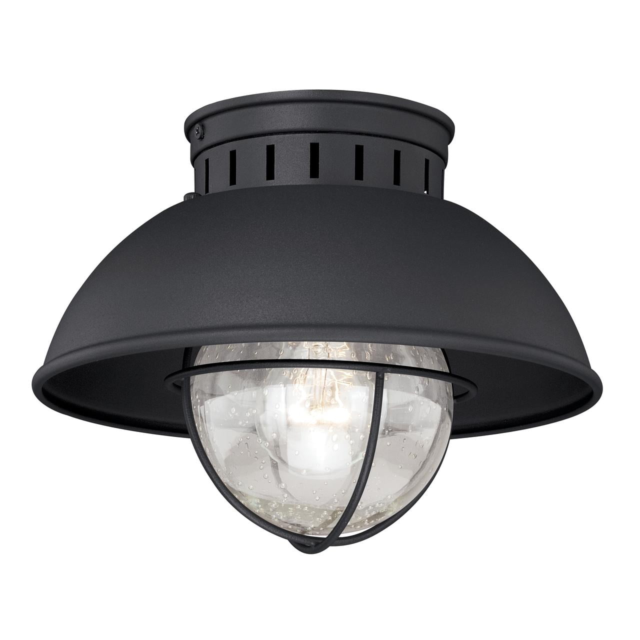 Harwich 10" Black Glass Outdoor Flush Mount Ceiling Light