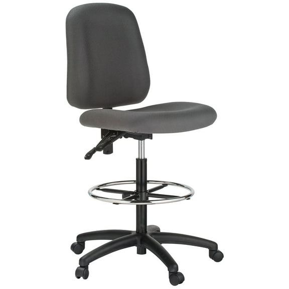 Harwick Contoured Dual Function Drafting Stool With Arms - Black Fabric-Color:Gray