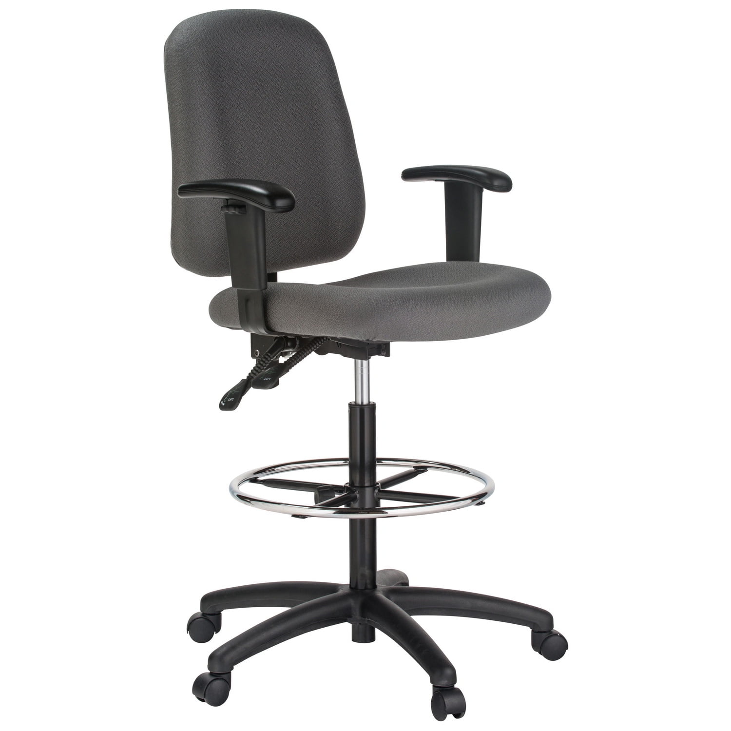 Harwick Contoured Dual Function Drafting Stool - Gray Fabric - Walmart.com
