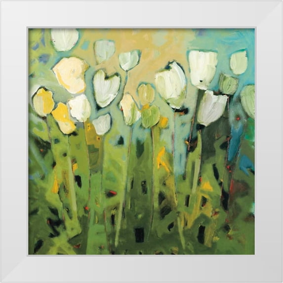 Harwood, Jennifer 15x15 White Modern Wood Framed Museum Art Print Titled - White Tulips I