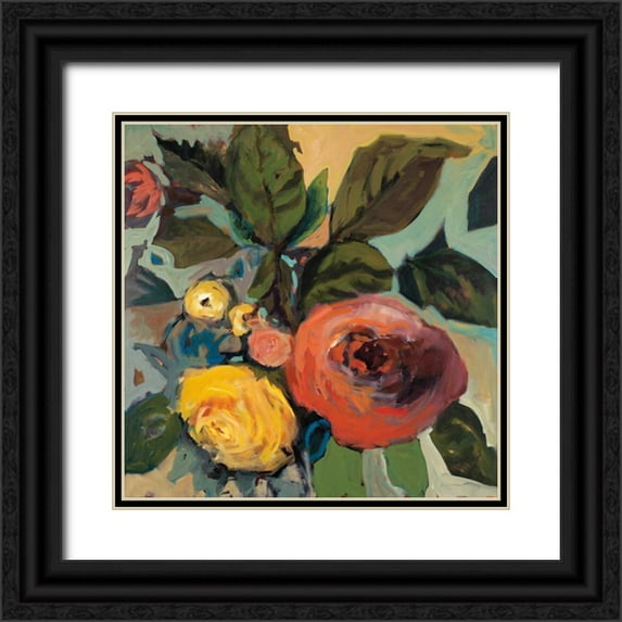 Harwood, Jennifer 20x20 Black Ornate Wood Framed with Double Matting Museum Art Print Titled - Rose Garden I