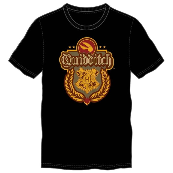 Hary Potter Hogwarts Quidditch Men's Black Tee Shirt T-Shirt-Large