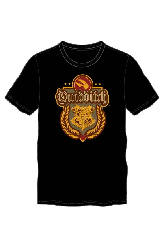 Hary Potter Hogwarts Quidditch Men's Black Tee Shirt T-Shirt-X-Large