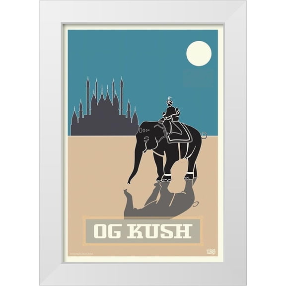 Has 23x32 White Modern Wood Framed Museum Art Print Titled - OG Kush