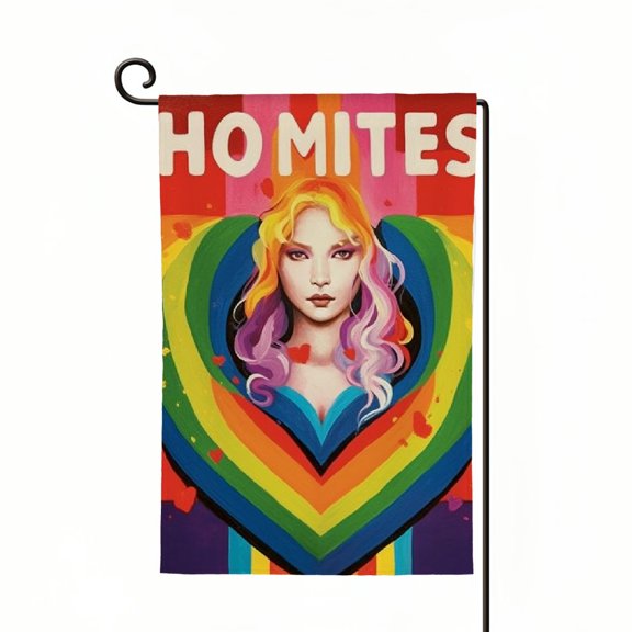 Has No Home Here Rainbow Pride Garden Flag Double Sided Burlap, Small Pride Pansexual Garden Yard Flags Sign Banner for Pride Month Porch Outdoor Decor