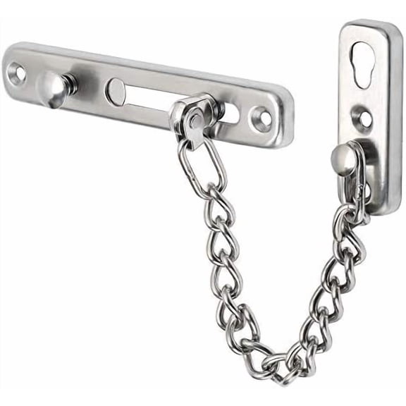 Hasako Chain Door Guard Lock,Door Chain Locks with Safety Spring Anti-Theft Press Latch for Inside and Extra Front Door, Brushed Nickel(1 Pack)