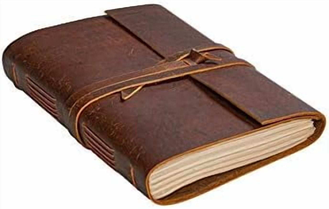 Hasako Leather Journal Notebook - Rustic Handmade Vintage Leather Bound Journals for Men and Women - Antique Craft Unlined Paper 300 Pages, Leather Book Diary Pocket book To Write In (7.5" x 10"