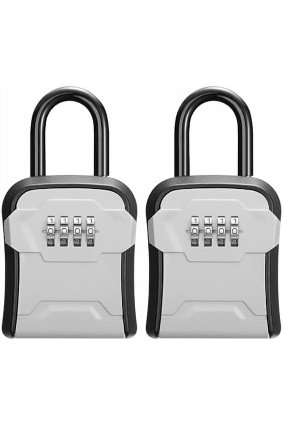 Lock Box, Key Lock Box Wall Mount & Portable Combination Lockbox with Resettable Code, Security Lockbox for Outside House Keys, Apartment Realtors Spare Keys Storage (2 Packs, Gray)