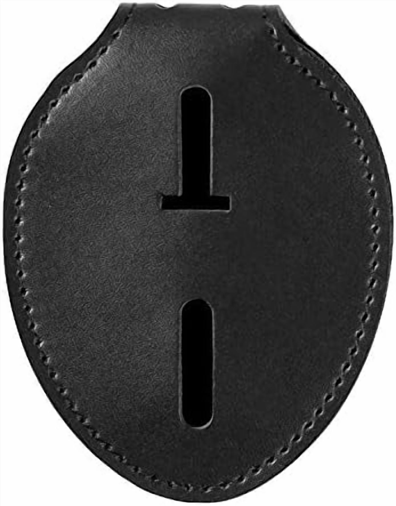 Hasako Police Badge Holder - Cowhide, Universal, Black, Law Enforcement, Metal Clip and Chain Included