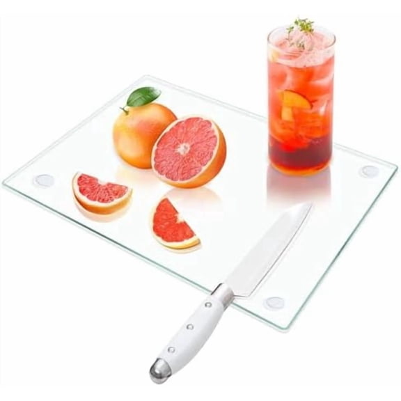 Hasako Tempered Glass Cutting Board for Kitchen (8x12"), Long Lasting Clear Glass Cutting Board for Countertop - Scratch, Heat, and Shatter Resistant - Easy to Clean