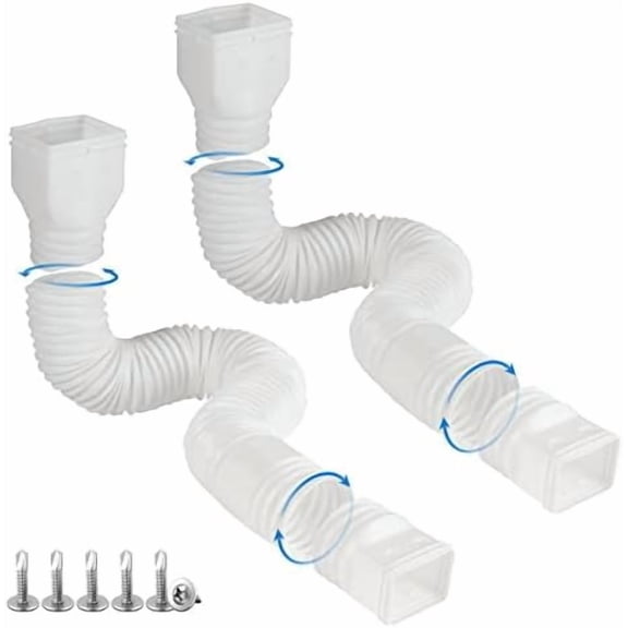 Hasako White-2pack Rain Gutter Downspout Extensions Flexible, Drain Downspout Extender,Down Spout Drain Extender, Gutter Connector Rainwater Drainage,Extendable from 21 to 68 Inches