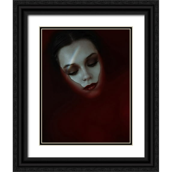 Hasanian, Yasin 26x32 Black Ornate Wood Framed with Double Matting Museum Art Print Titled - Red Moon