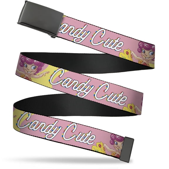 Adjustable Belt, Clamp Buckle, Cut-to-Fit, Candy Land Candy Cute Princess Lolly Pose Pink
