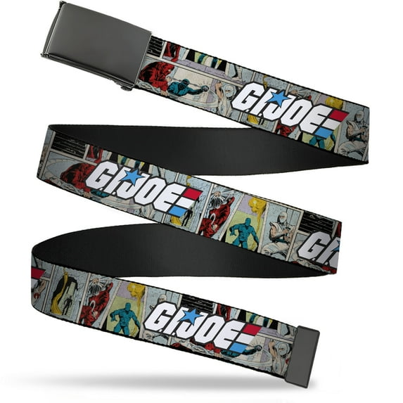 Adjustable Belt, Clamp Buckle, Cut-to-Fit, GI Joe Title Logo and Comic Scene Blocks
