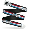 thumbnail image 1 of Hasbro Belt, Seatbelt Buckle Belt, GI Joe Title Logo Stripe Black Red White Blue, 34 to 52 Inches, 1 of 9