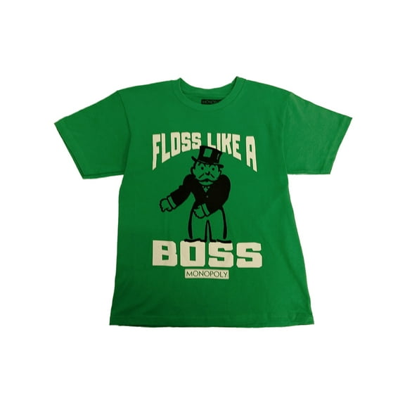 Hasbro Boys Green Monopoly Floss Like A Boss Uncle Pennybags T-Shirt X-Small