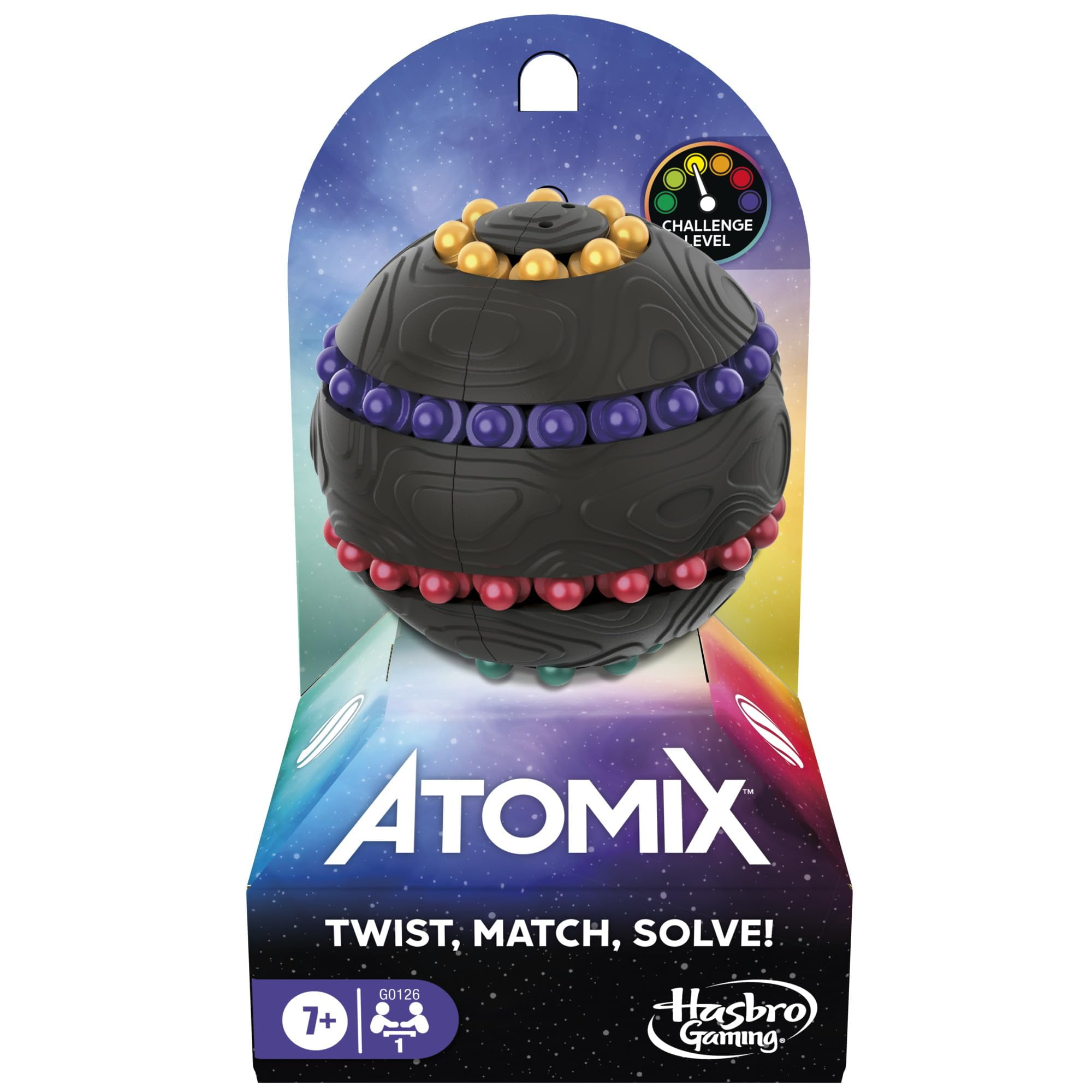 Atomix Black Sphere Puzzle Fidget Toy with Colorful Beads