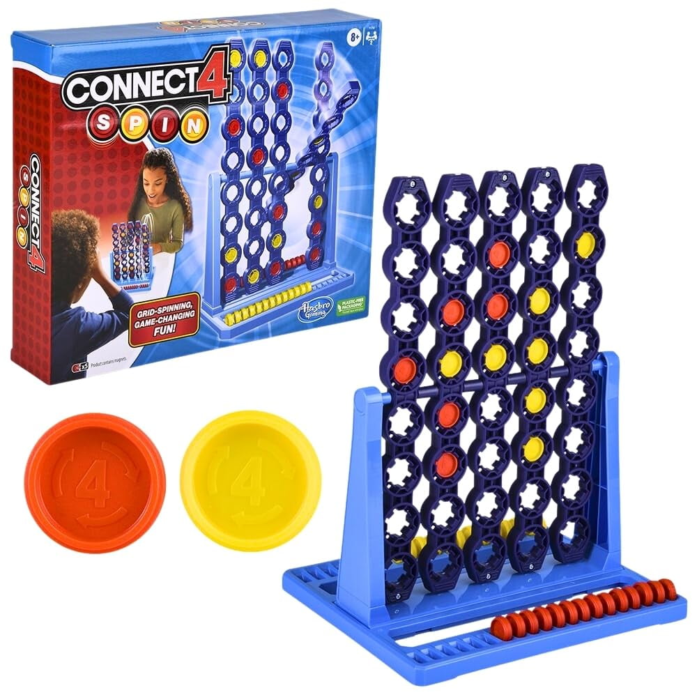Hasbro Gaming Connect 4 DHF10 Spin Game, Features Spinning Connect 4 ...