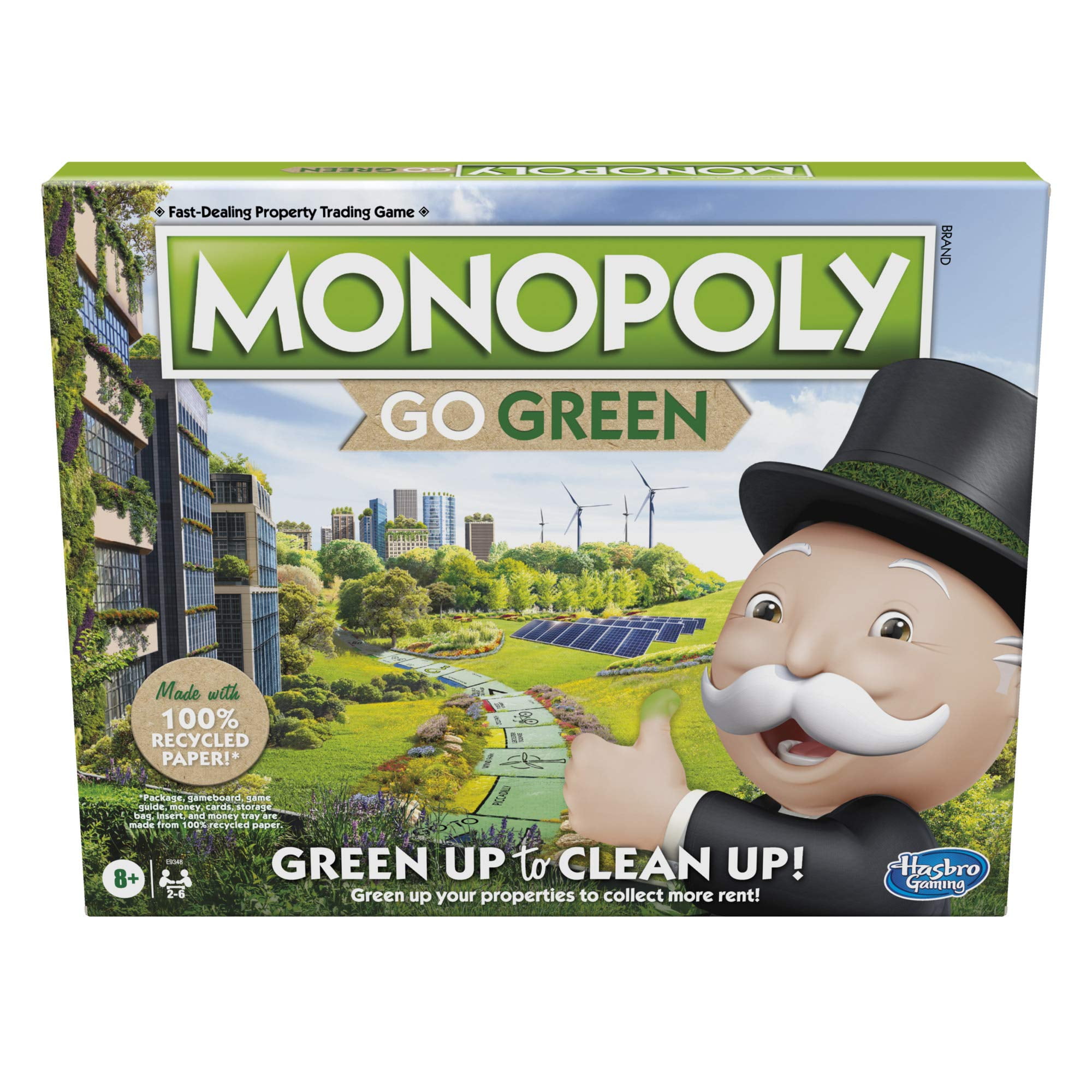 Hasbro Gaming Monopoly Go MMF7 Green Edition Board Game Made with