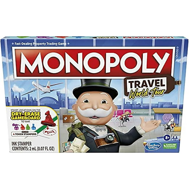 Hasbro Gaming Monopoly World Tour Board Game with Token Stampers and