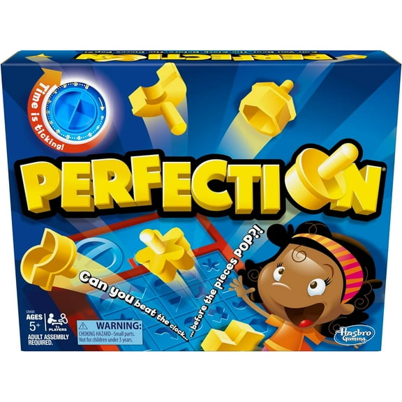 Hasbro Gaming Perfection Game for Preschoolers and Kids Ages 5 and Up, Popping Shapes and Pieces, Preschool Board Games for 1 or More Players Original version