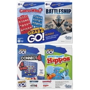 Hasbro Grab and Go! Travel Board Games Bundle, 4-Pack Battleship, Guess Who, Connect 4 & Hungry Hippos