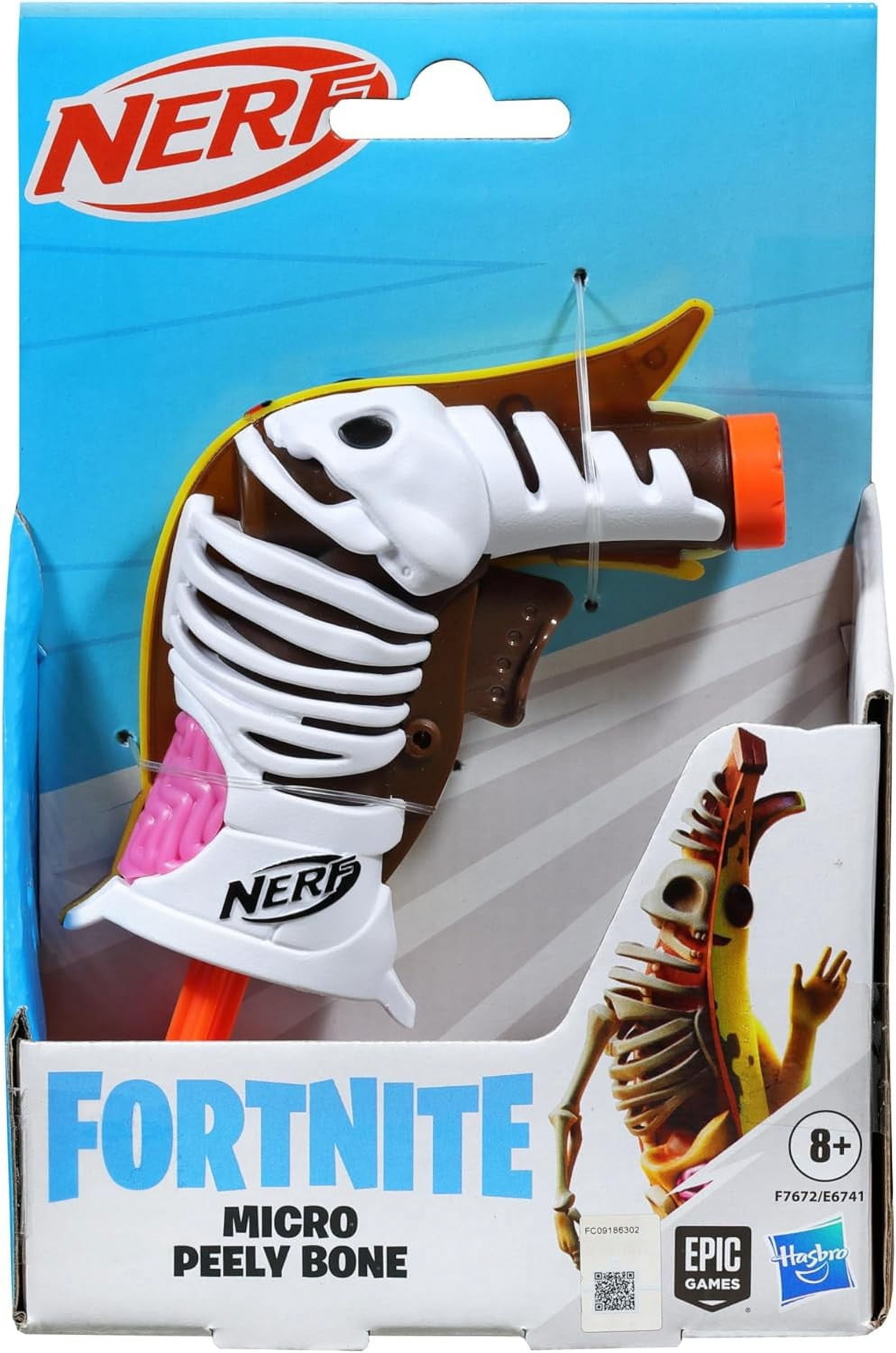 Hasbro Kids NERF Fortnite Micro Peely Bone Dart Toy Blaster with 2 Darts, Years 8+