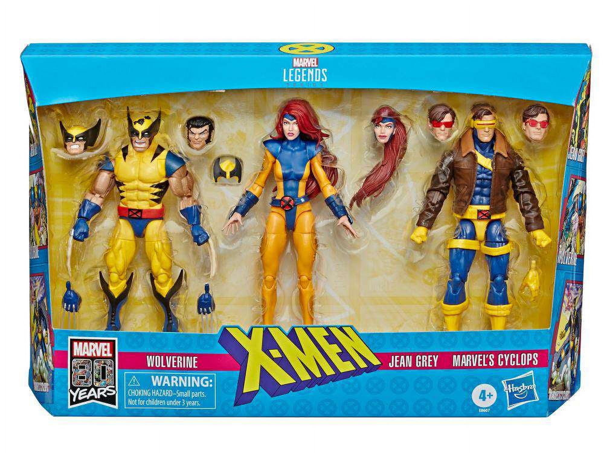 Hasbro Marvel Legends Series 6-inch Collectible Action Figures 3-Pack X-Men Toys, Wolverine, Jean Grey, Marvels Cyclops